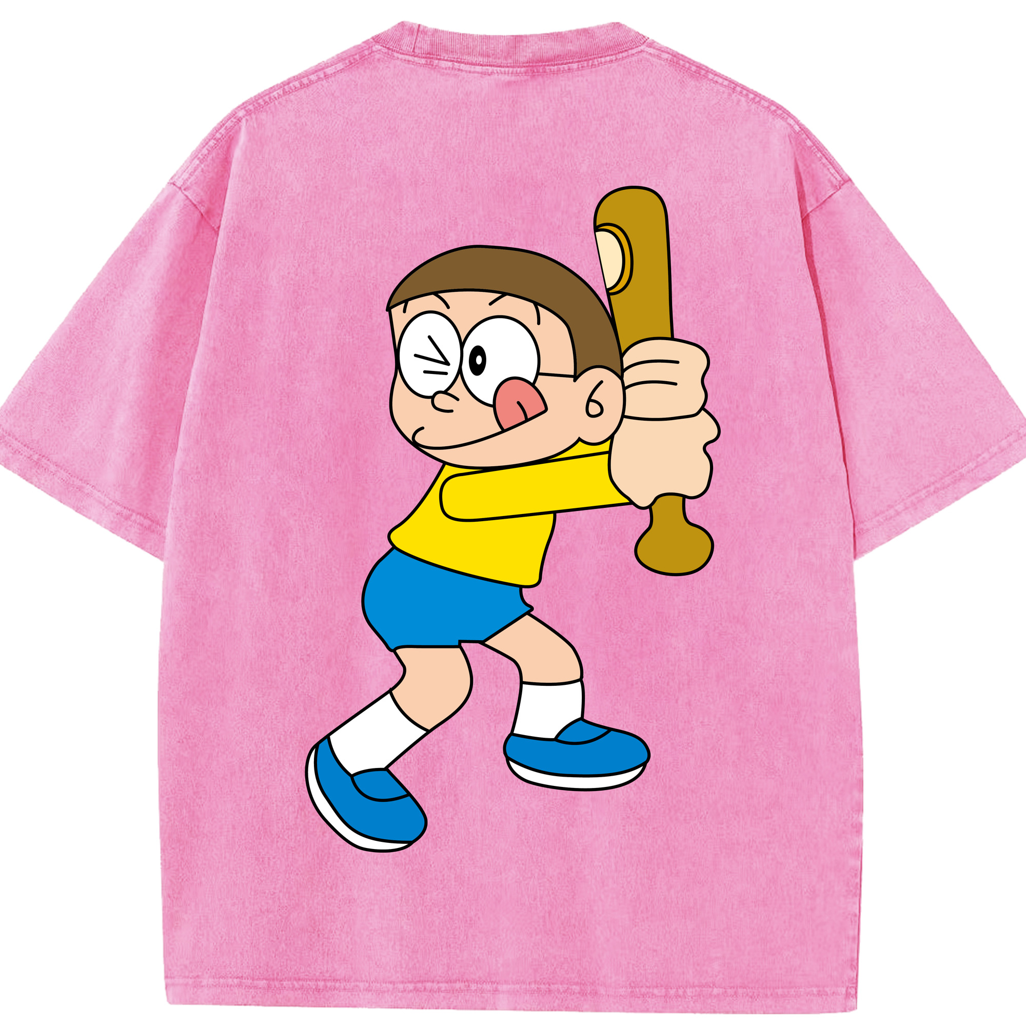 （画像用） ドラえもん 野比 のび太 Doraemon Nobita Nobi 綿100% ヴィンテージ風 半袖Tシャツ（背面プリント）